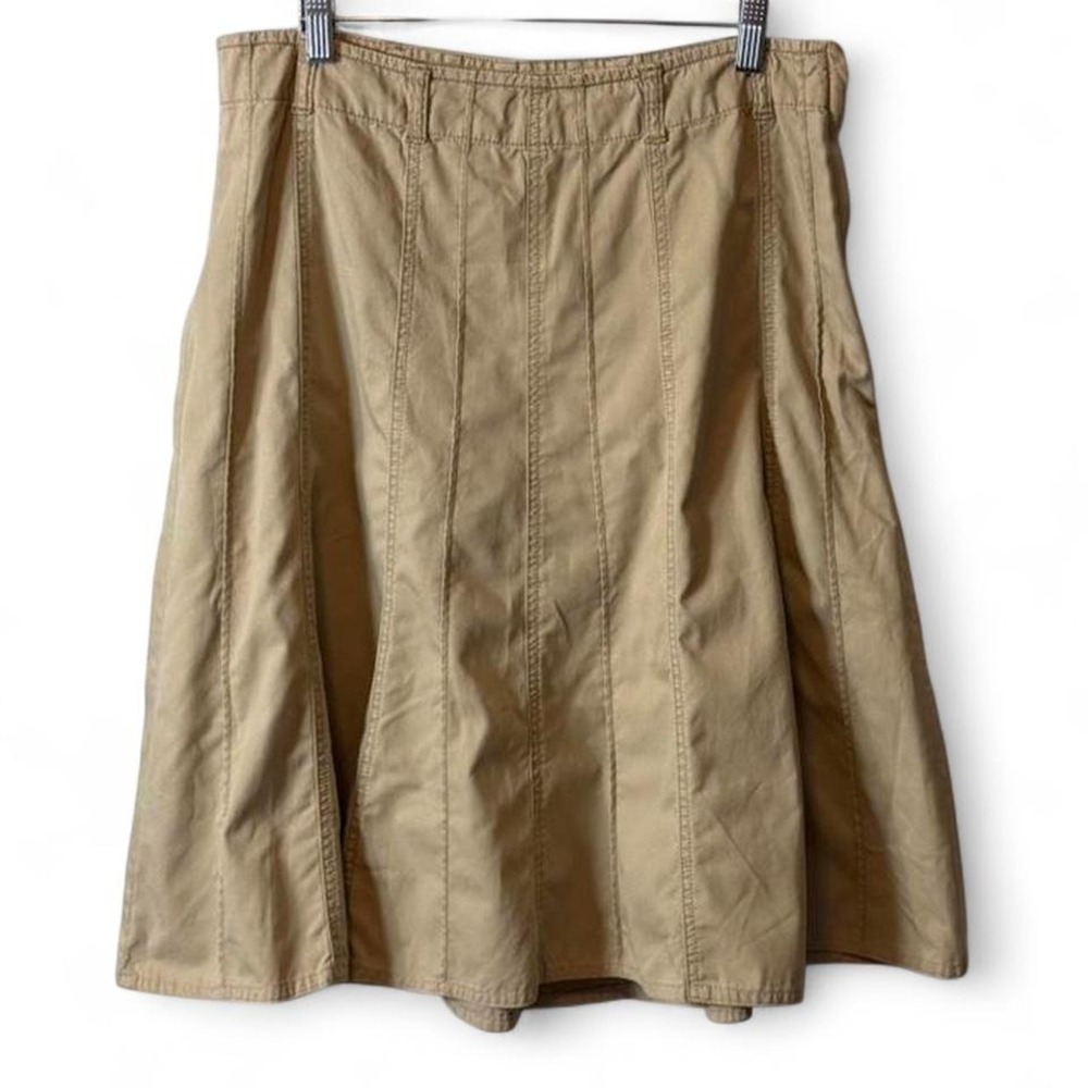 Vintage 90s/Y2K Faded Glory Khaki Paneled Midi Skirt, Women's Size 16